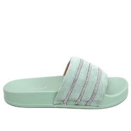 Gröna cubic zirconia tofflor