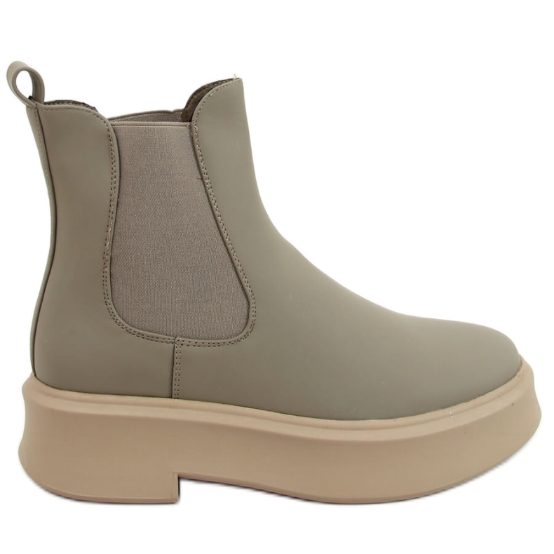 Khaki Green Chelsea boots med tjock sula grön