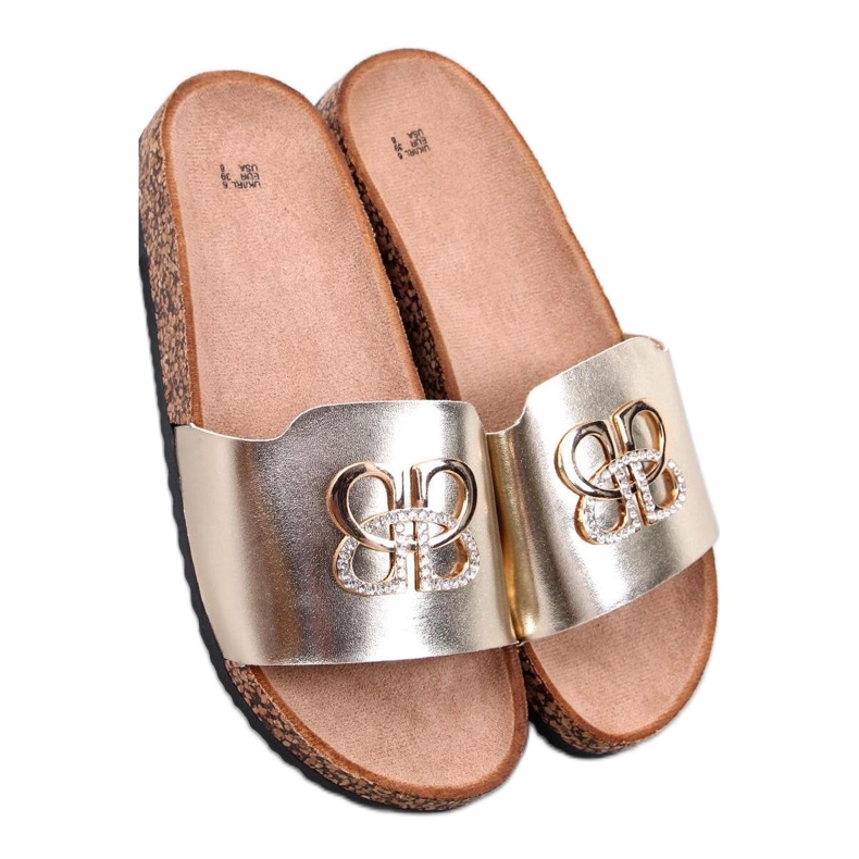 Korkflipflops med zirkoner LT.GOLD gyllene