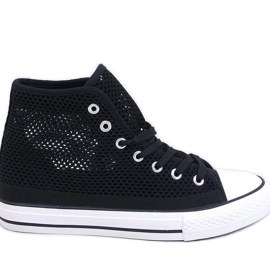 Genombrutna high-top sneakers Svarta