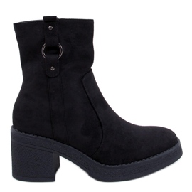 Svarta bredklackade ankelboots