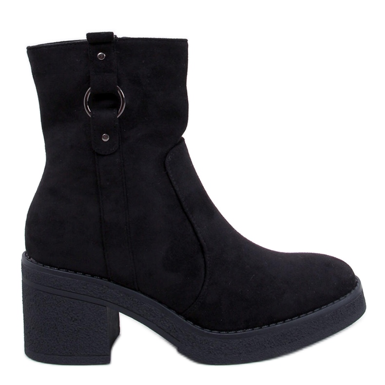 Svarta bredklackade ankelboots