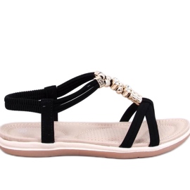 Svarta sandaler med dekorativa zirkoner