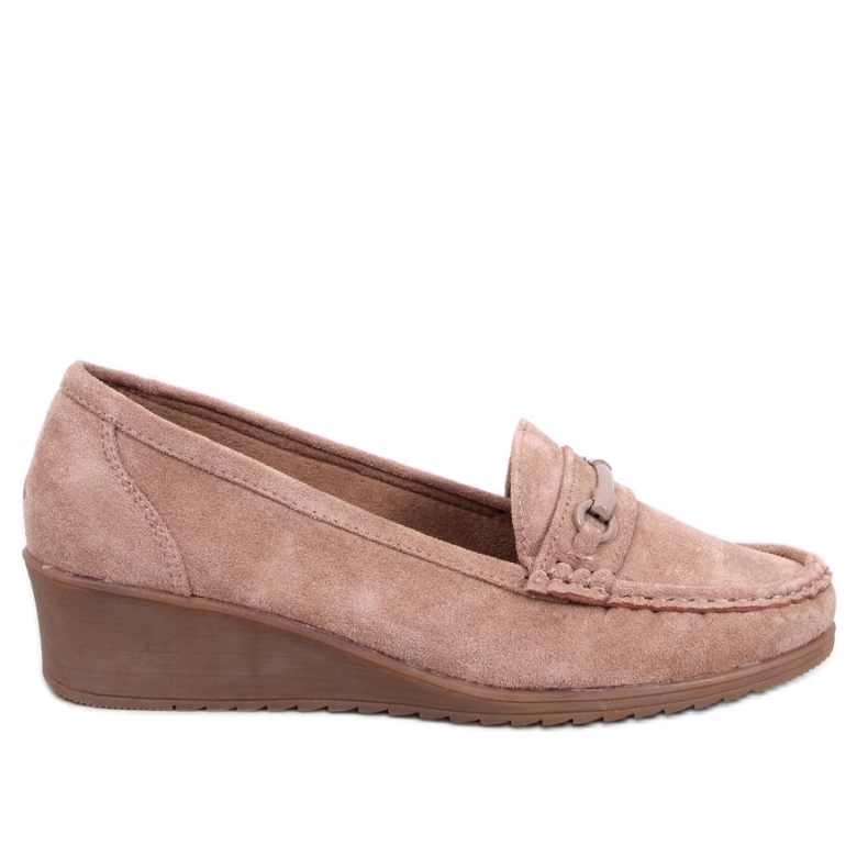 Kaki wedge loafers beige