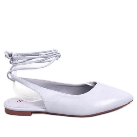 Ballerinor med öppen klack, bunden, grå