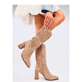 Strokes Khaki genombrutna högklackade stövlar - Inello brun