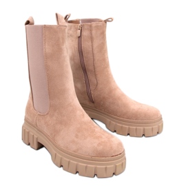 Khaki höga Chelsea-stövlar beige