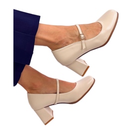 Mary Jane pumps med hög klack i beige stil