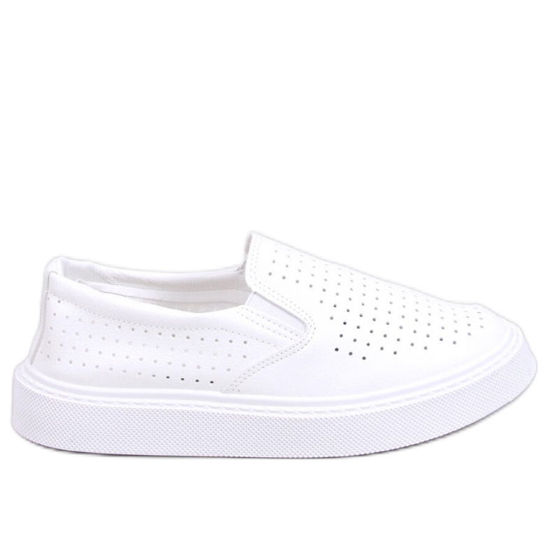 Vita genombrutna slip-on sneakers