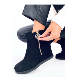 Vavin Black wedge ankelboots med gulddragkedja - Inello svart