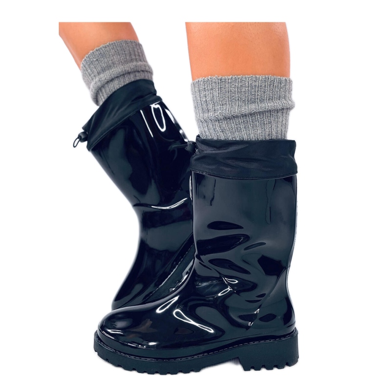 Målade galoscher med svart manschett