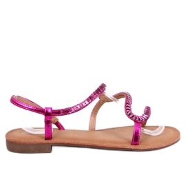 Sandaler med Fuchsia kristaller rosa