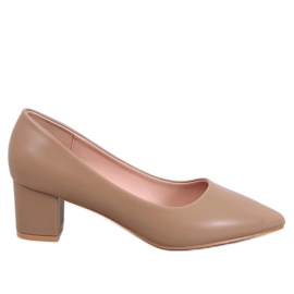 Kaki pumps med låg klack brun