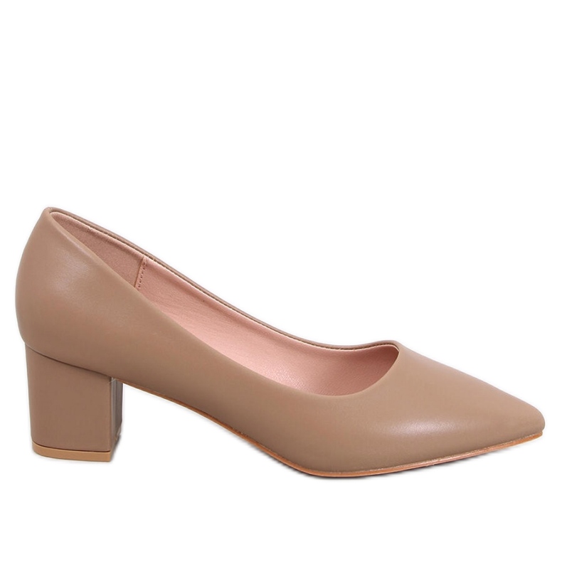 Kaki pumps med låg klack brun