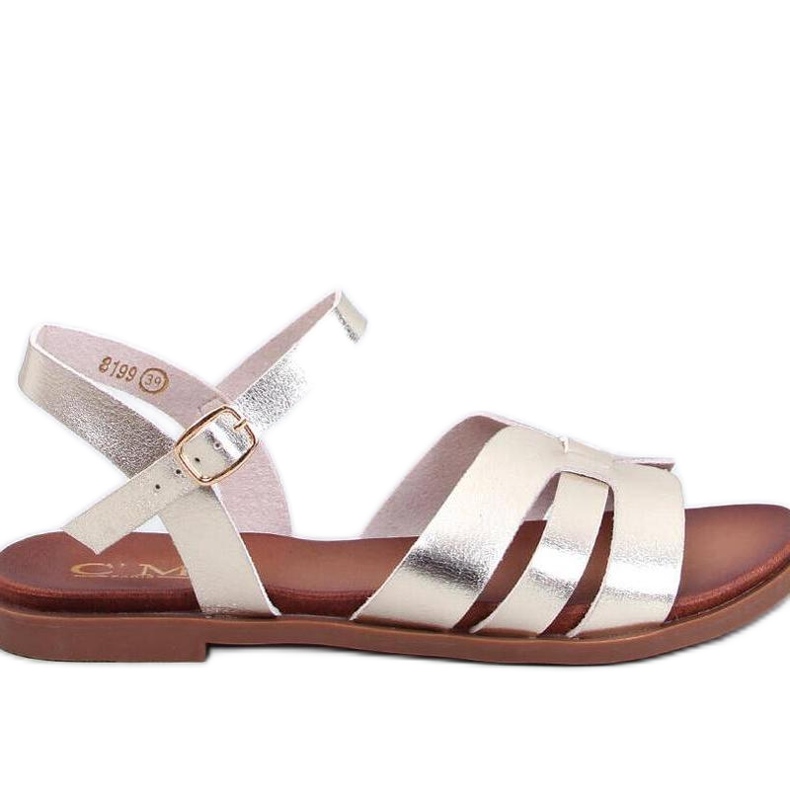 Platta damsandaler i guld gyllene