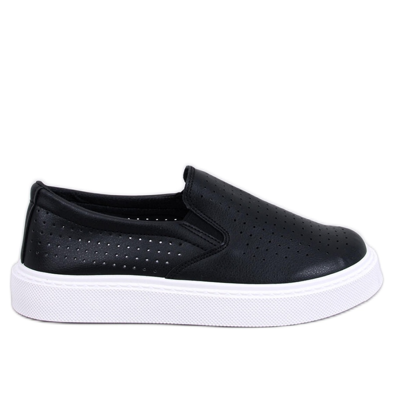 Svarta genombrutna slip-on sneakers