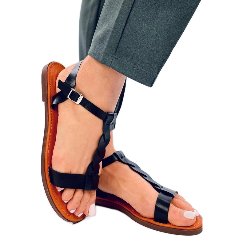 Platta sandaler för kvinnor Svarta