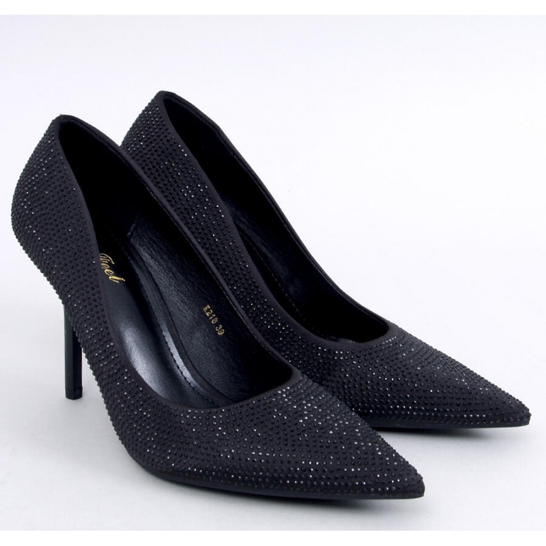 Paulis Svarta högklackade damskor med cubic zirconia - Inello