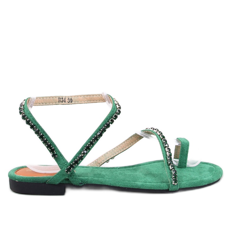 Flip-flop sandaler med gröna zirkoner