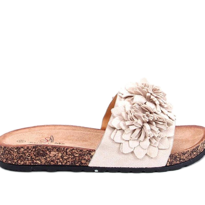 Sandal Cork flip-flops med Sebill Beige blommor - Inello