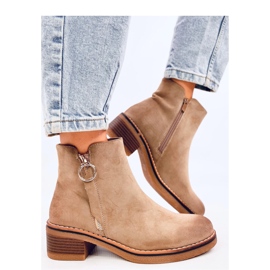 Levere Khaki nubuck lågklackade ankelboots - Inello beige