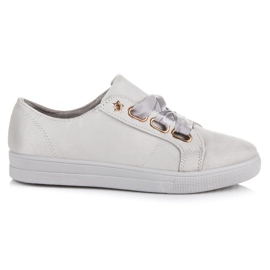 Ideal Shoes Sneakers i mocka med band grå