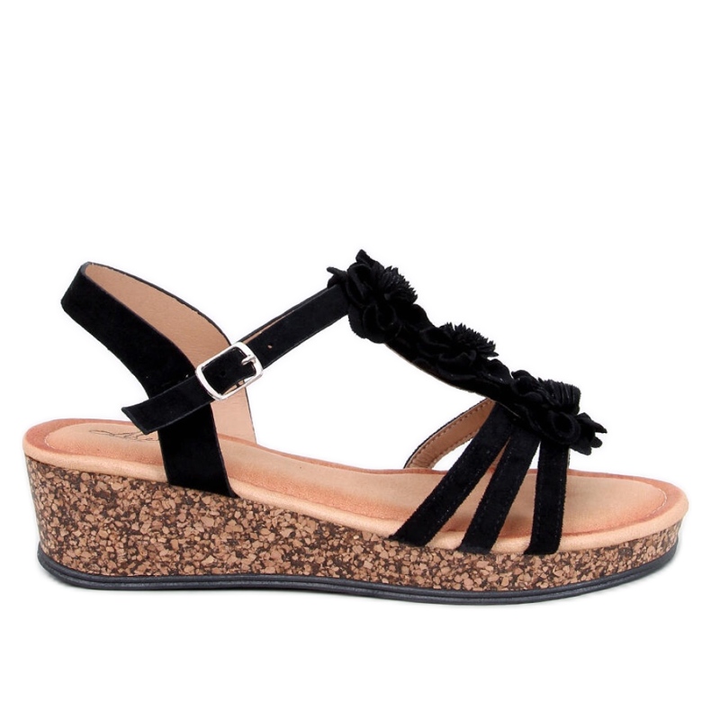 Fisken Svarta blomsandaler - Inello