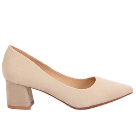 Beige KJ-10 Beige Pumps för bred klack - Inello