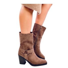 Cowboystövlar i kaki mocka brun