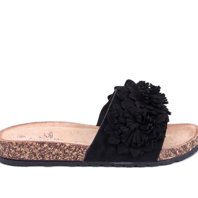 Sandal Cork flip-flops med blommor Sebill Black - Inello svart