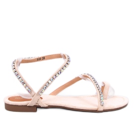 Ayless Beige flip-flop sandaler med strass - Inello