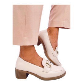 Rabier Beige bredklackade pumps - Inello