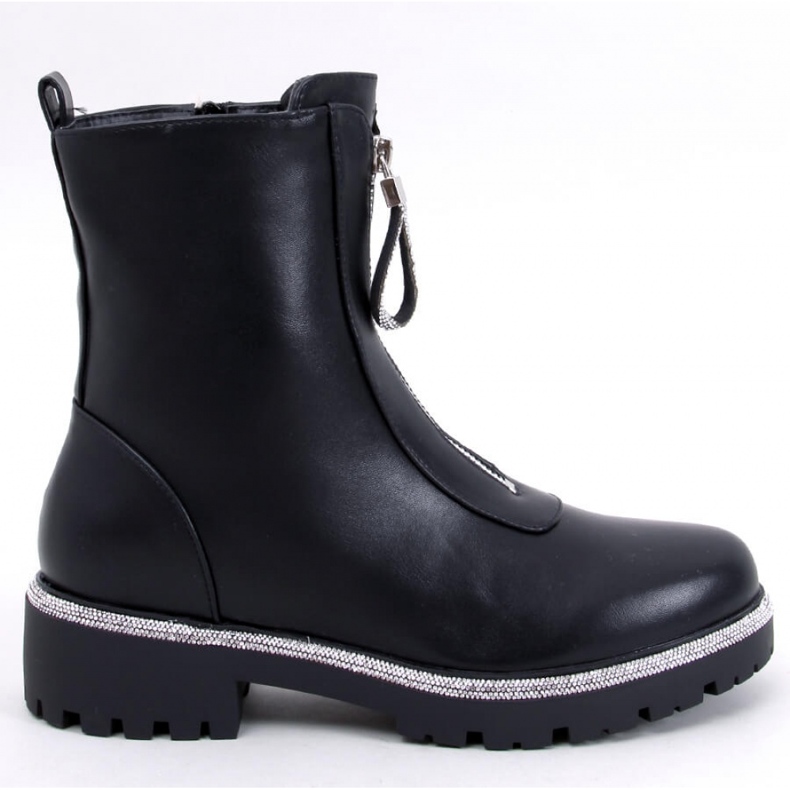 Teah Black ankelboots med cubic zirconia - Inello svart