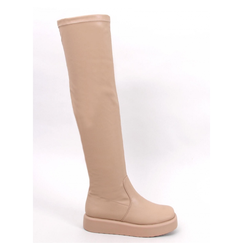 Baird Beige over-the-knee boots med tjock sula - Inello