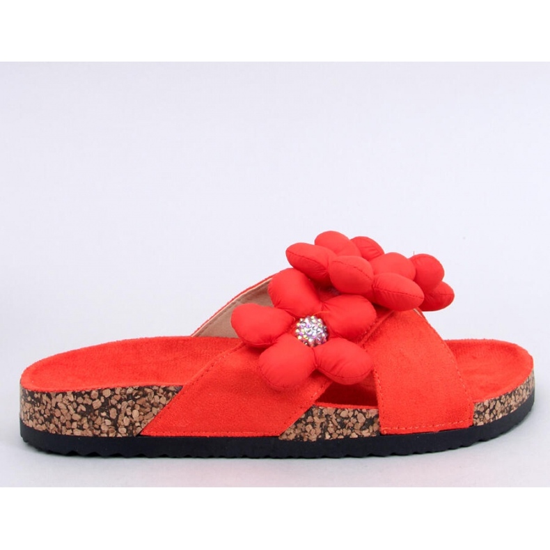 Sandal Cork flipflops med kuddblommor Charss Orange - Inello