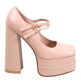 Loit Beige spannmålsplattformspumpar - Inello