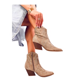 Lorenzo Khaki cowboystövlar med stenar - Inello beige