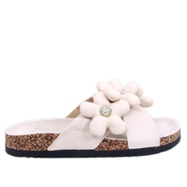 Sandal Cork flipflops med kuddblommor Charss Beige - Inello