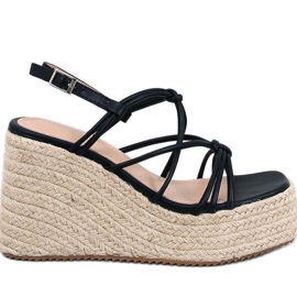 Pascai Black wedge espadrillesandaler - Inello svart