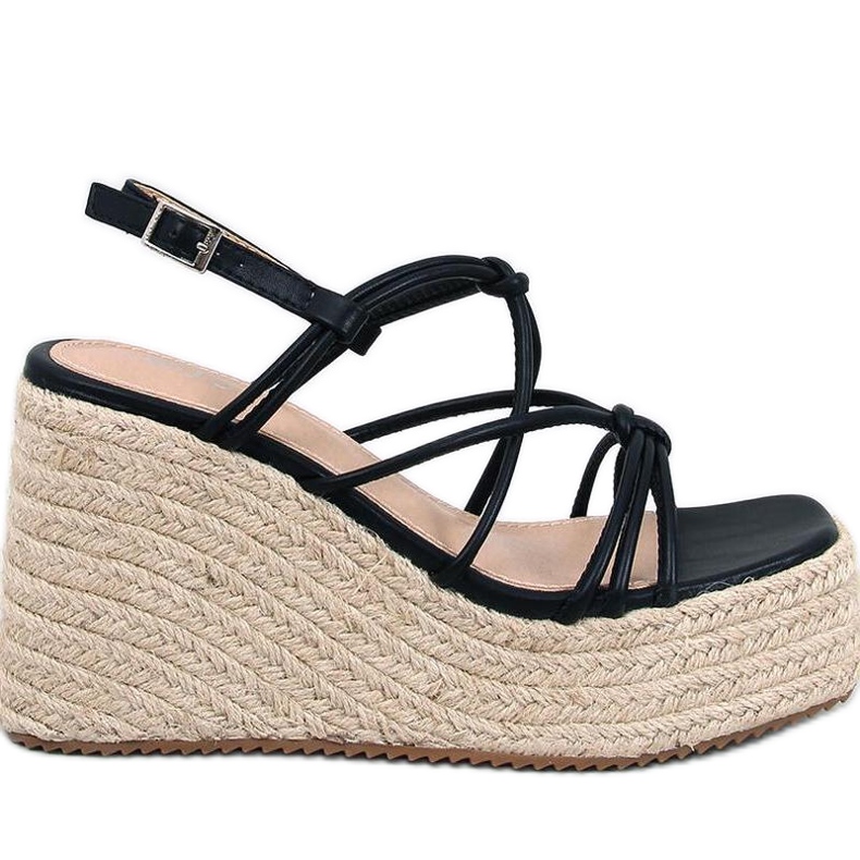 Pascai Black wedge espadrillesandaler - Inello svart
