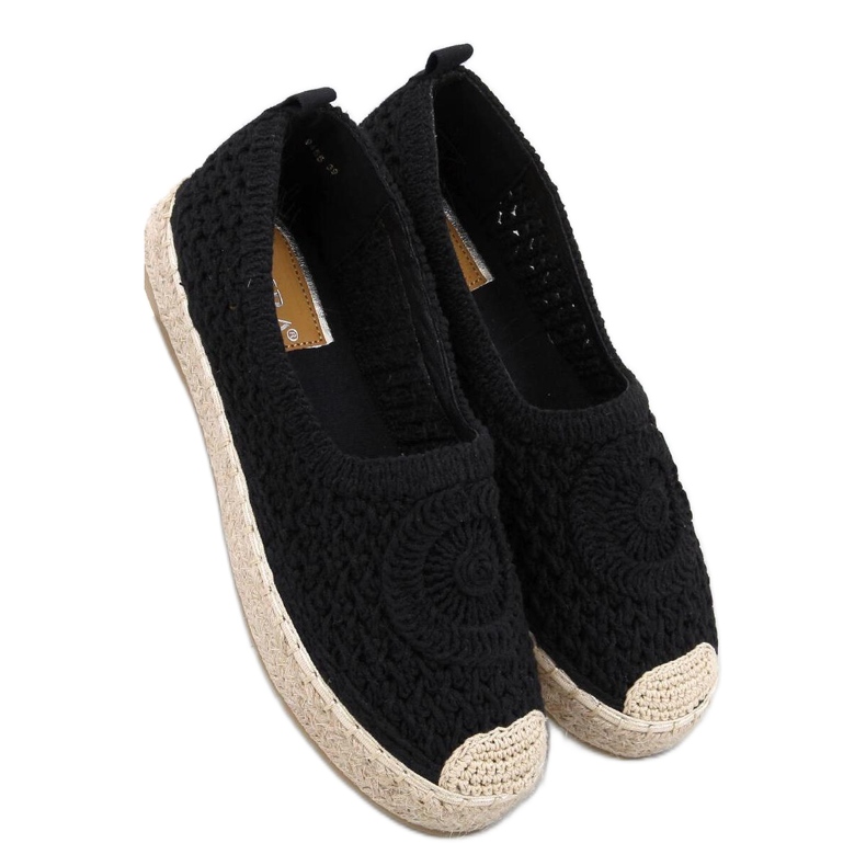 Dagonei Black openwork ballerina espadrilles - Inello svart