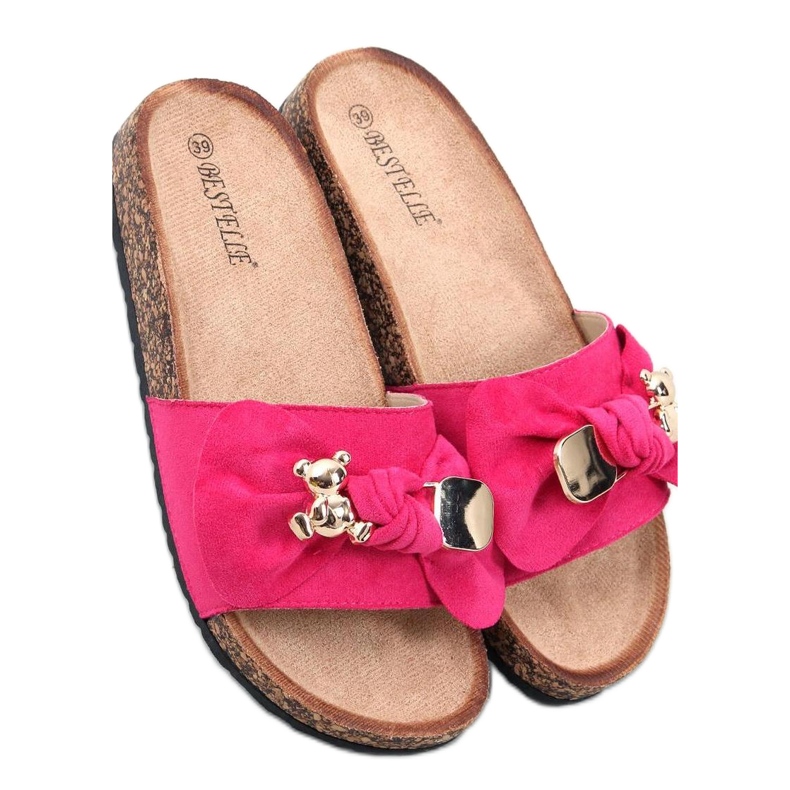 Sandal Cork flip-flops med en teddybjörn Loups Fuchsia - Inello rosa