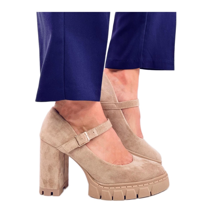 Plattform pumps med en rem Dresse Khaki - Inello beige