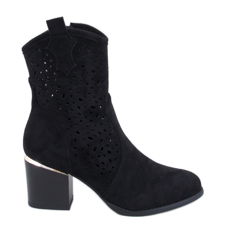 Antares Cowboystövlar i svart genombruten mocka - Inello