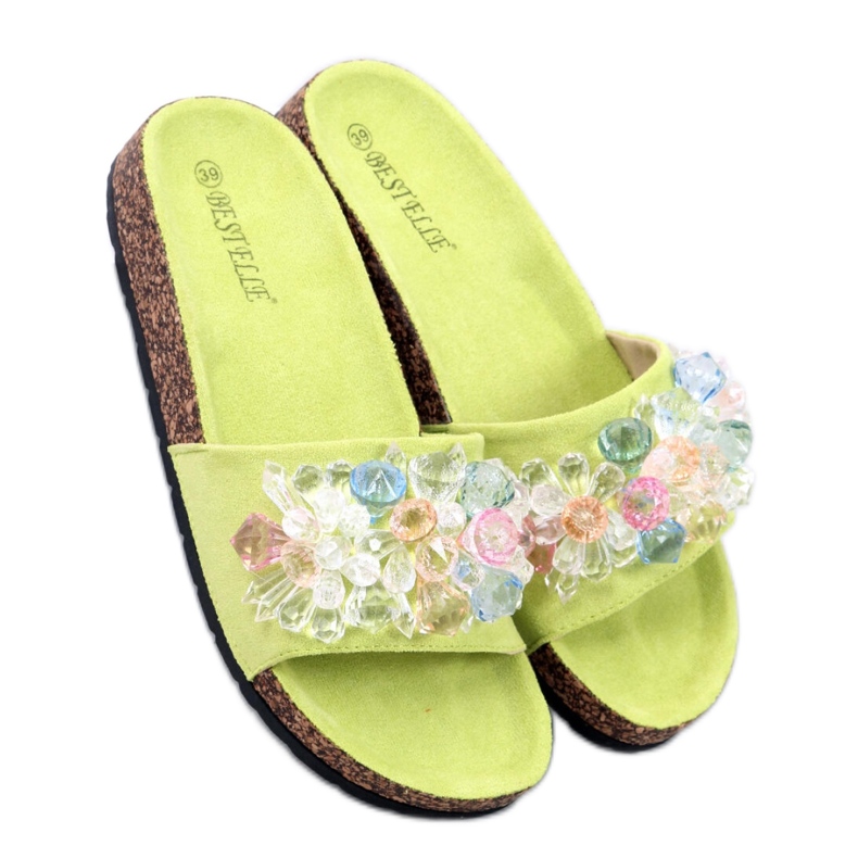 Sandal Cork flip-flops med Maliv Green stenar - Inello grön