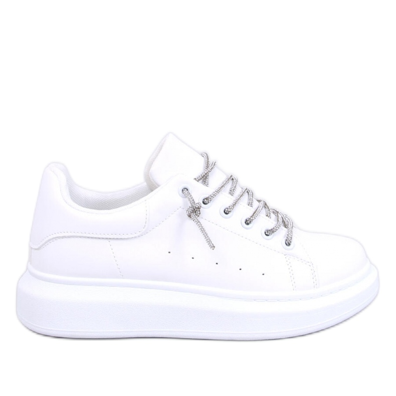 Sneakers med kristallsnören Serie VIT/SILVER - Inello