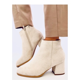 Marple Beige släta högklackade ankelboots - Inello