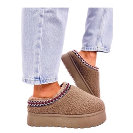 Lamm Khaki korta snöstövlar med fårskinn - Inello brun