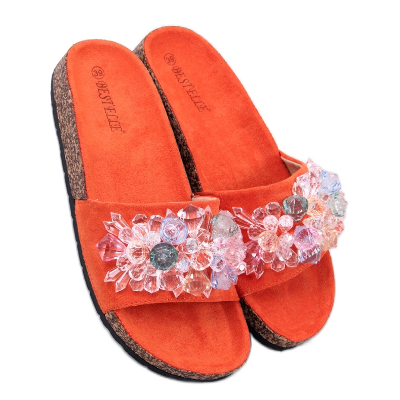 Sandal Cork flip-flops med stenar Maliv Orange - Inello