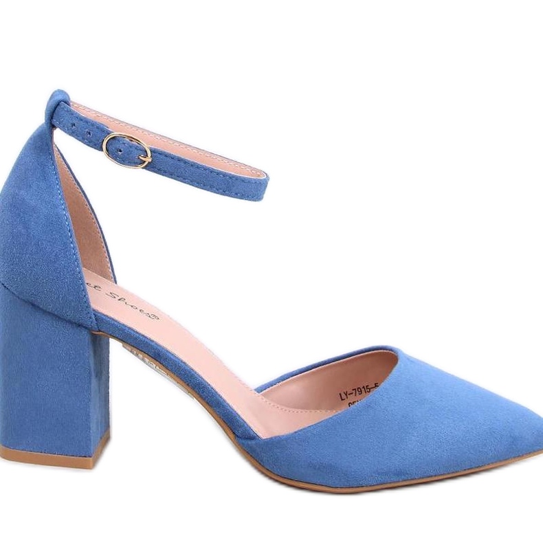 Pozzi Denim Blue pumps med ankelband - Inello blå